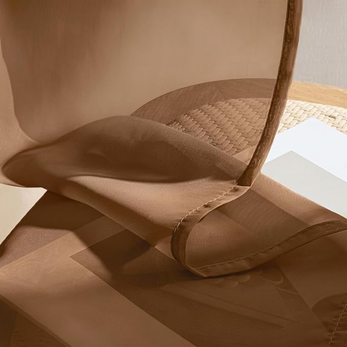 MIULEE Dark Brown Sheer Curtains 90 Inches Long 4 Panels 42 x 90 Inches | Light - Image 7