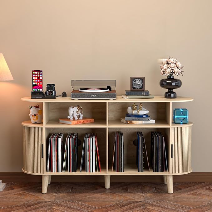 LUVIOHOME Large Round Record Player Stand by LUVIOHOME