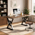 55inch Rustic Brown Solid Wood Computer Desk by QZYJKJ