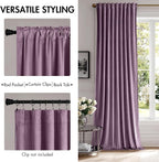 MIULEE Lavender Velvet Curtains 52x90 inches Luxury Blackout Curtains | Thermal - Image 2