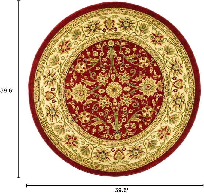 SAFAVIEH Lyndhurst Collection 3'3" Round Red / Ivory LNH212F Traditional - Image 2