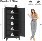 Bevivog Black Tall Bathroom Storage Cabinet, Metal Storage Cabinet - Image 3
