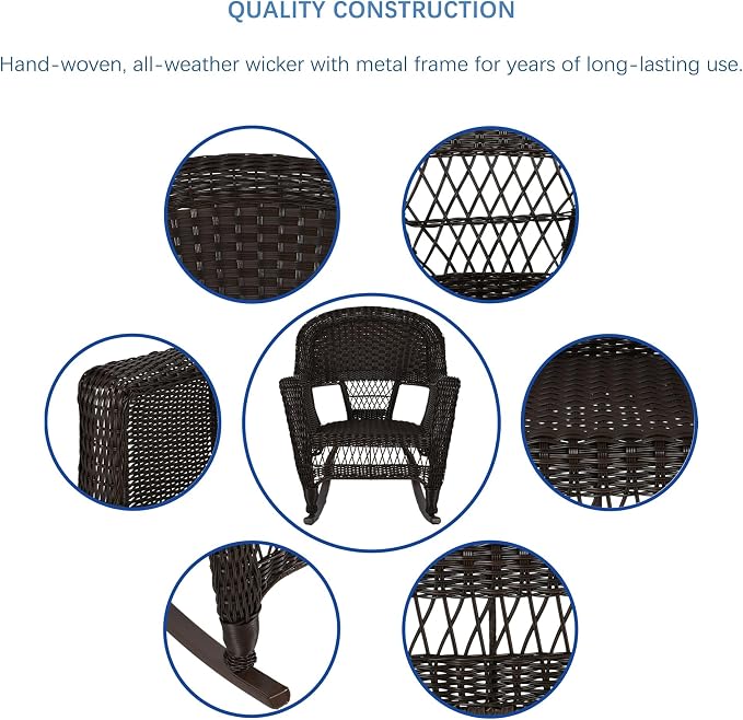 Jeco 3 Piece Rocker Wicker Chair Set - Image 7