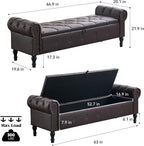 Storage Bench for Bedroom, Faux Leather King Size Bench - Image 2