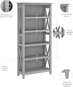 Bush Home Tall 5 Shelf Bookcase - Image 7