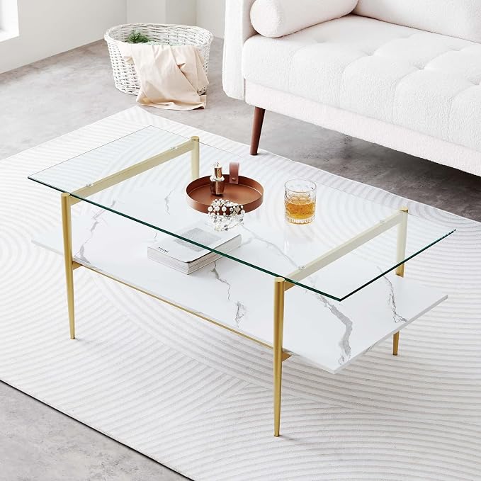 LumFurn Rectangle Coffee Table for Living Room, Mid-Century Modern Design by LumFurn