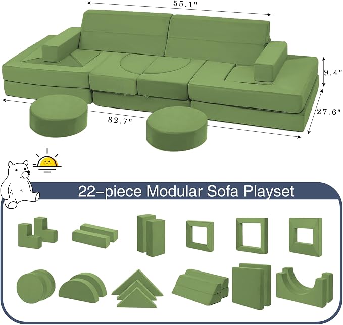 Edbuosy 22Pcs Modular Kids Play Couch - Image 2
