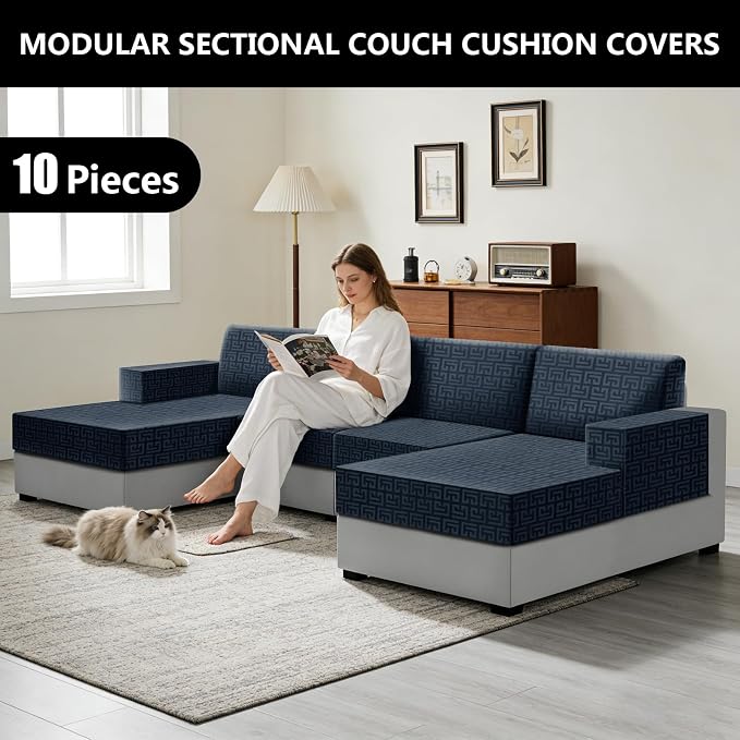 UNBBRRL 10 Pieces Stretch Sofa Cushion Covers - Image 6
