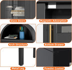 METAN Metal Arched Storage Display Cabinet, 1 Glass Door and Bottom 1 Drawer - Image 6