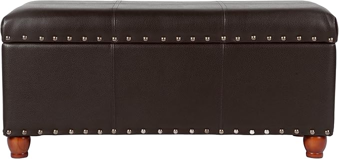 HomePop Espresso Faux Leather Storage Cocktail Bench by HomePop