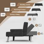 Flamaker Futon Sofa Bed Modern Folding Futon Set Linen Fabric Convertible - Image 4