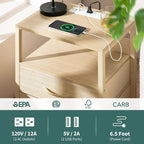 Yoobure Nightstand with Charging Station, LED Night Stand with Fabric Drawers - Image 7