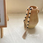 OMISHE Wood Bead Garland with Tassels 61 Inches, Boho Farmhouse Wooden - Image 3