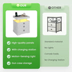 HNEBC Night Stand with Gun Drawers, Farmhouse Nightstand with Charging Station - Image 7