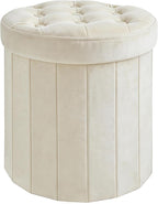 CAROLMADE Round Storage Ottoman, Velvet Folding Footrest Stool by CAROLMADE