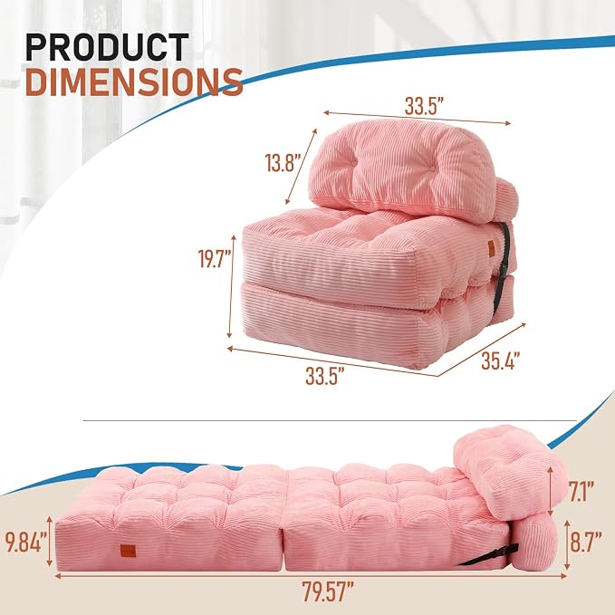 Folding Sofa Bed, Convertible Sleeper Chair - Image 2