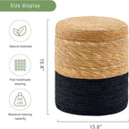 Wimarsbon Round Pouf Ottomans, Handwoven Natural Water Hyacinth Seagrass Pouffe - Image 3