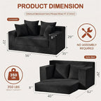 Convertible 5 in 1 Futon Sofa Bed Full Size, Corduroy Boneless Couch Sleeper - Image 2