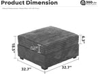 ovios 32.7 inches Ottoman Seat Module - Image 2