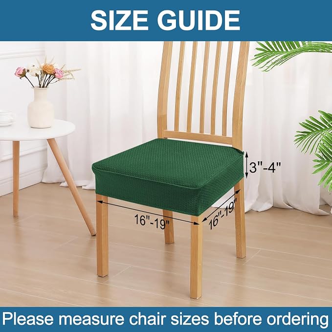 Smiry Waterproof Seat Covers for Dining Room Chairs Set of 4, Stretch Jacquard - Image 2