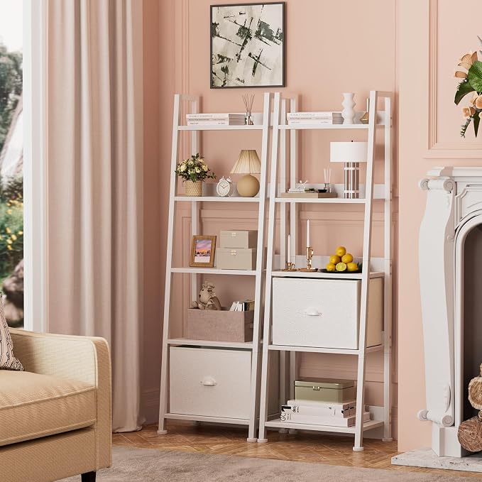 Furologee 5-Tier White Ladder Shelf, Ladder Bookshelf - Image 5