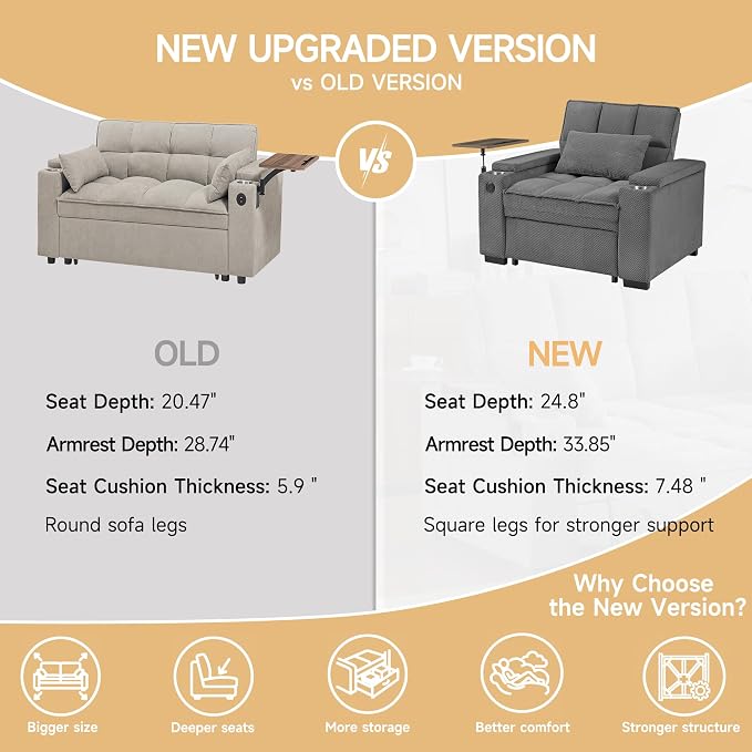 Large Size Convertible Sleeper Chair Futon Sofa Bed, Comfortable thick cushion - Image 7