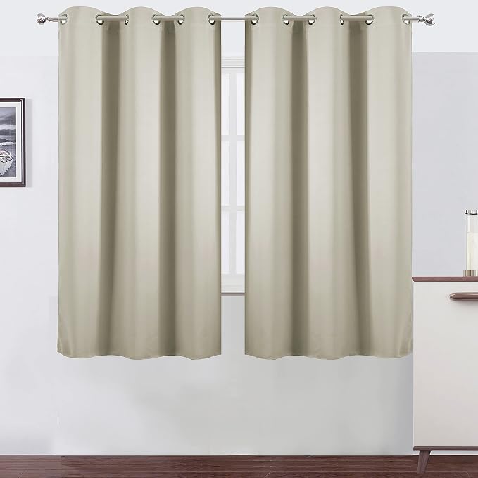 Light Beige Blackout Curtains 40 x 63 Inch Length/Set of 2 Curtain by Lemomo