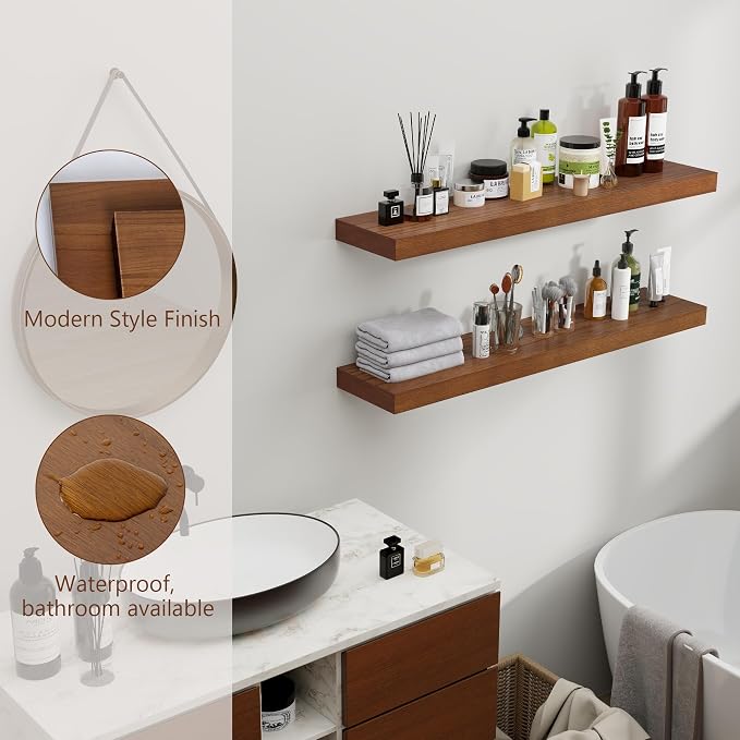 fuqing Rustic Floating Shelves for Wall, 36 Inch Floating Shelves Set of 2 - Image 6