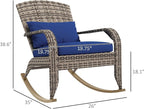 Outsunny Outdoor Wicker Adirondack Rocking Chair, Patio Rattan Rocker Chair - Image 3