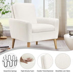 White Accent Chair Set of 2 for Living Room, Fluffy Comfy Reading Leisure - Image 3