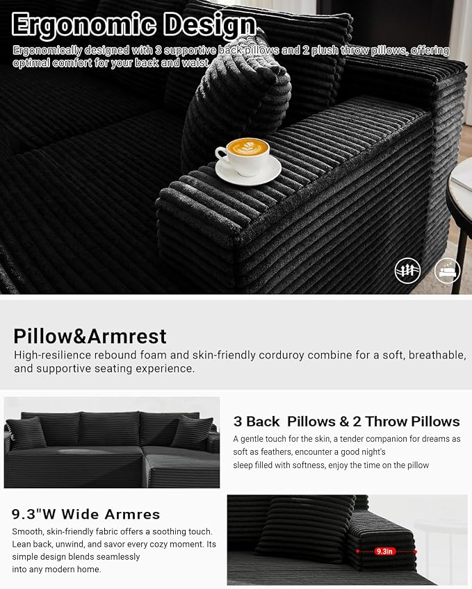 Cloud Sectional Couch, 105 Inch Modular Sectional Sofa - Image 6