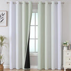 Sage Green and Greyish White Ombre Blackout Curtains - Image 2