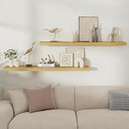 Fun Memories Floating Shelves for Wall, 48 Inch Long Set of 2 Rustic Wood Wall - Image 2