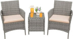 Greesum 3 Pieces Patio Furniture Sets Outdoor PE Rattan Wicker Chairs by BuynowfromGreesum