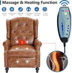 Wingback Recliner Chair with Heat and Massage, PU Leather Push Back Recliner - Image 3