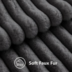 decorUhome Fall Faux Fur Throw Pillow Covers 18x18 Set of 2 Dark Grey | - Image 3