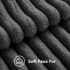 decorUhome Fall Faux Fur Throw Pillow Covers 22x22 Set of 2 Dark Grey | - Image 3