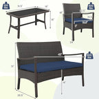 Tangkula 4 Pieces Outdoor Conversation Set, Patio PE Wicker Sofa - Image 4