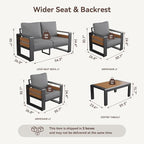 Aoxun Aluminum Patio Furniture Set, 4 Seats Sectional Metal Patio Furniture - Image 2