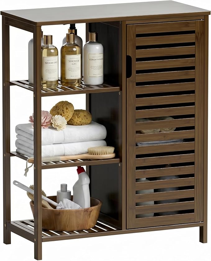 HITNET Bathoom Storage Cabinet, Bamboo Floor Cabinet by HITNET
