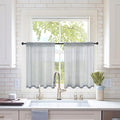 MIULEE 2 Panels Tiers Half Window Sheer Curtains 29 X 36 Inch Dark Grey | Rod by MIULEE