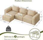 Welzona 103" Modular Sectional Sofa, Minimalist Comfy Cloud Couch Sectional - Image 2