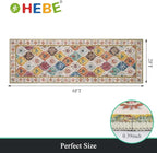 HEBE Hallway Runner Rug 2'x6', Washable Non Slip Kitchen Rug Runner | Soft Boho - Image 2