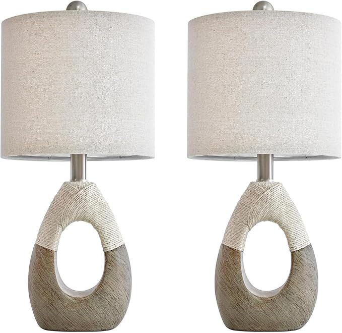 OYEARS 19” Boho Table Lamps Bedroom Living Room Set 2, Suitable - Image 6