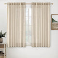 MIULEE Light Taupe Linen Curtains 52x63 Inch Length by MIULEE