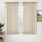 MIULEE Light Taupe Linen Curtains 52x63 Inch Length by MIULEE