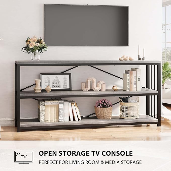 LVB Extra Long 3-Tier Sofa Table, Industrial Console Table - Image 8
