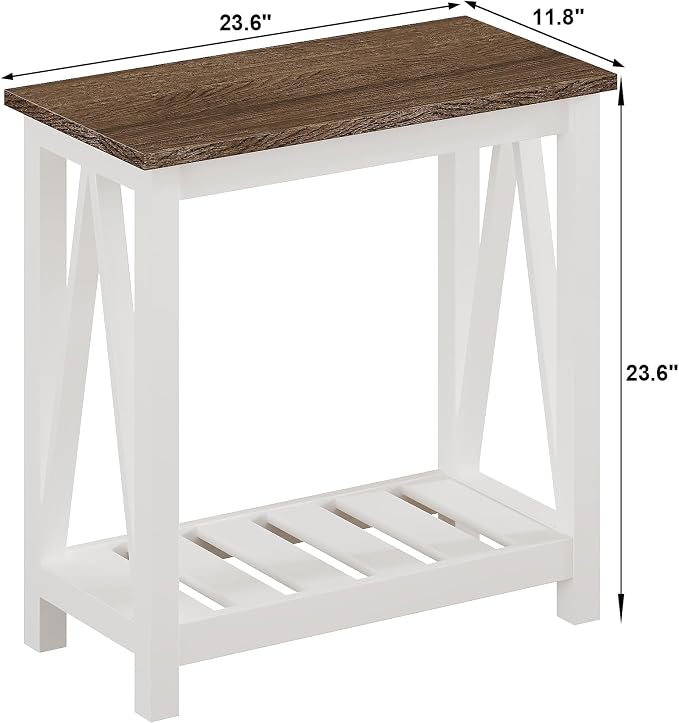ChooChoo Farmhouse End Table Set of 2, Rustic Vintage Narrow End Side Table - Image 3