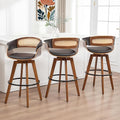 Set of 3 Rattan Swivel Bar Stools by KUNZENTLIVING