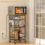 ThreeHio Rolling Kitchen Microwave Cart, 4 Tier Microwave Table Stand - Image 7